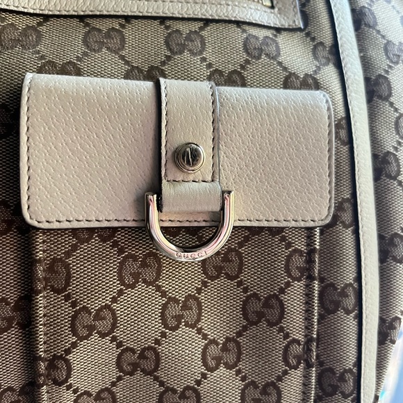 Authentic Gucci GG Canvas Abbey Shoulder Bag w White Leather 146247 212702 EUC - Picture 7 of 15